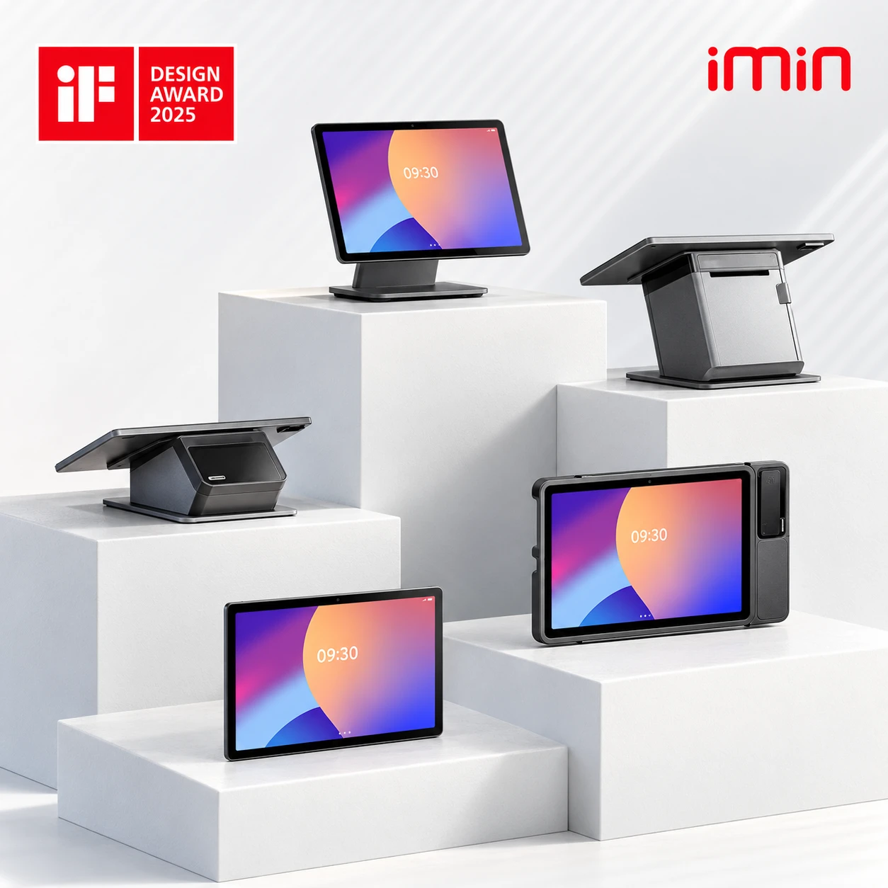 iMin smart point-of-sale devices in multiple tablet and terminal configurations