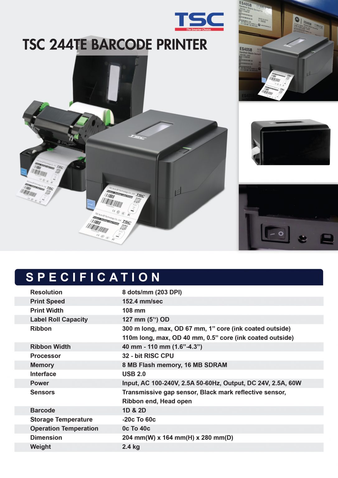 TSC244TE-Barcode Printer - Image 4