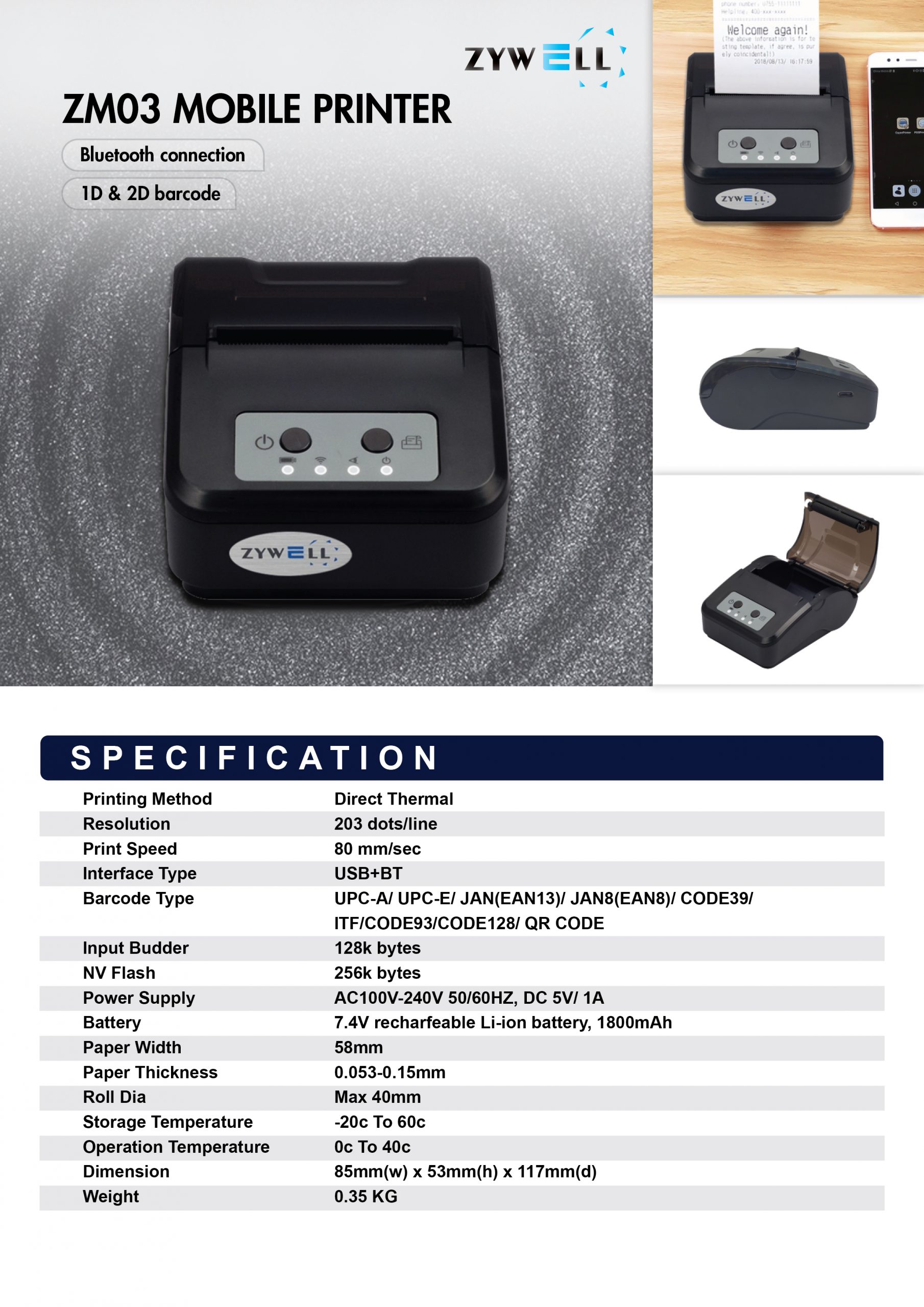 ZYWELL-ZM03-bluetooth Pos Printer - Image 6